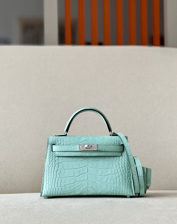Kelly Mini Alligator Vert Dfau (6U) Palladium Hardware