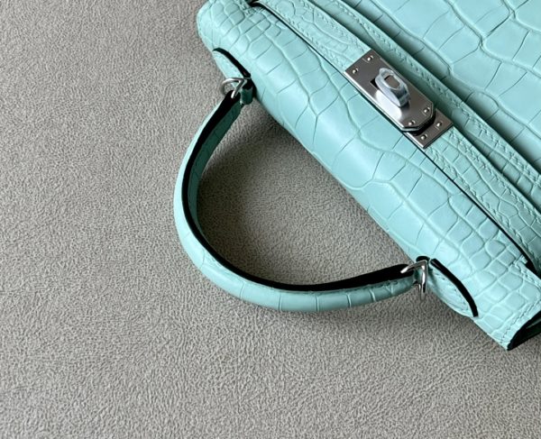 Kelly Mini Alligator Vert Dfau (6U) Palladium Hardware - Image 7