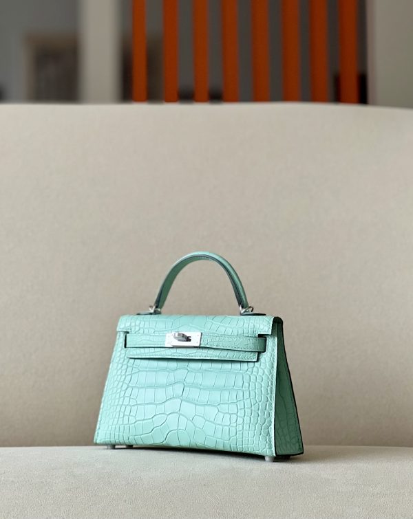 Kelly Mini Alligator Vert Dfau (6U) Palladium Hardware - Image 2