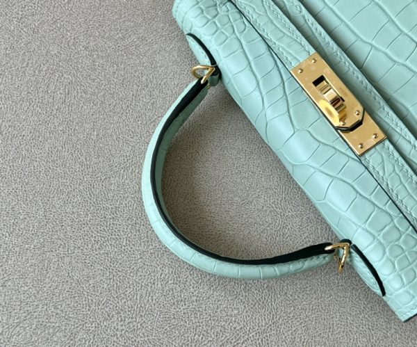 Kelly Mini Alligator Vert Dfau (6U) Gold Hardware - Image 7