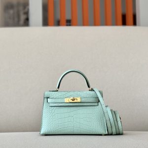 Kelly Mini Alligator Vert Dfau (6U) Gold Hardware