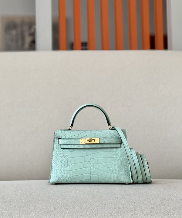 Kelly Mini Alligator Vert Dfau (6U) Gold Hardware