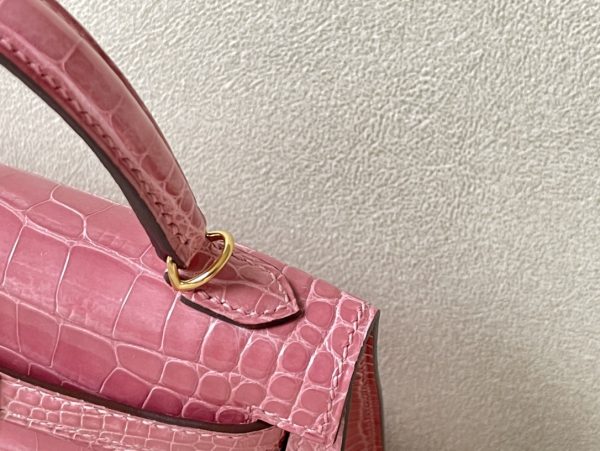 Kelly Mini Alligator Rose Sakura (3Q) Palladium Hardware - Image 11