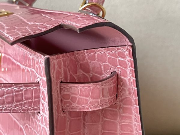 Kelly Mini Alligator Rose Sakura (3Q) Palladium Hardware - Image 10