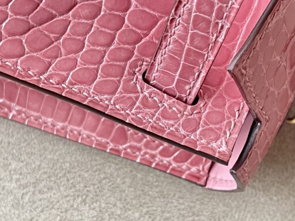 Kelly Mini Alligator Rose Sakura (3Q) Palladium Hardware - Image 9