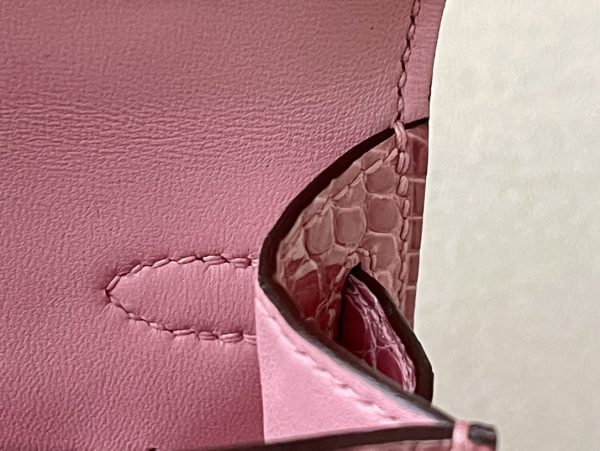 Kelly Mini Alligator Rose Sakura (3Q) Palladium Hardware - Image 8