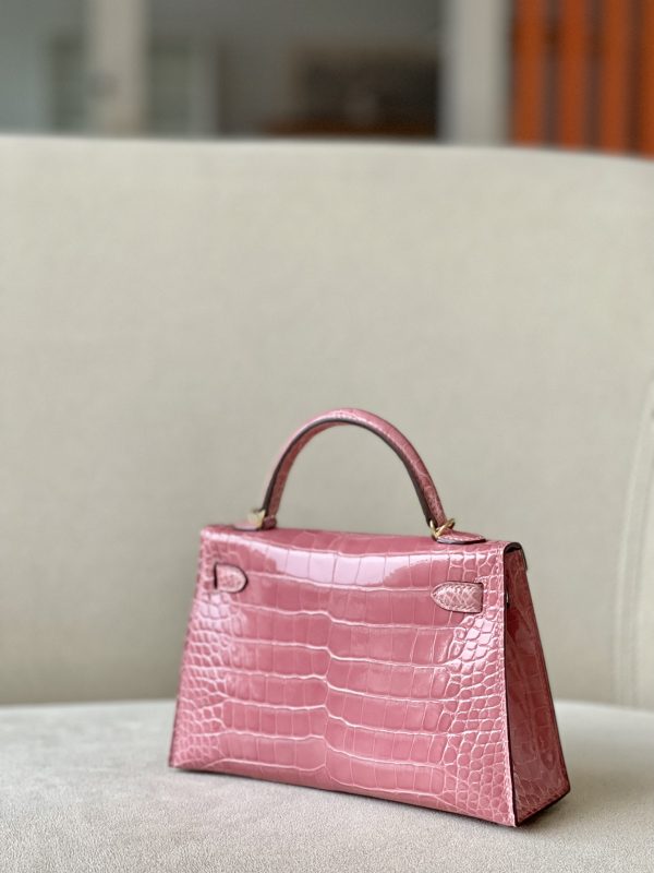 Kelly Mini Alligator Rose Sakura (3Q) Palladium Hardware - Image 3