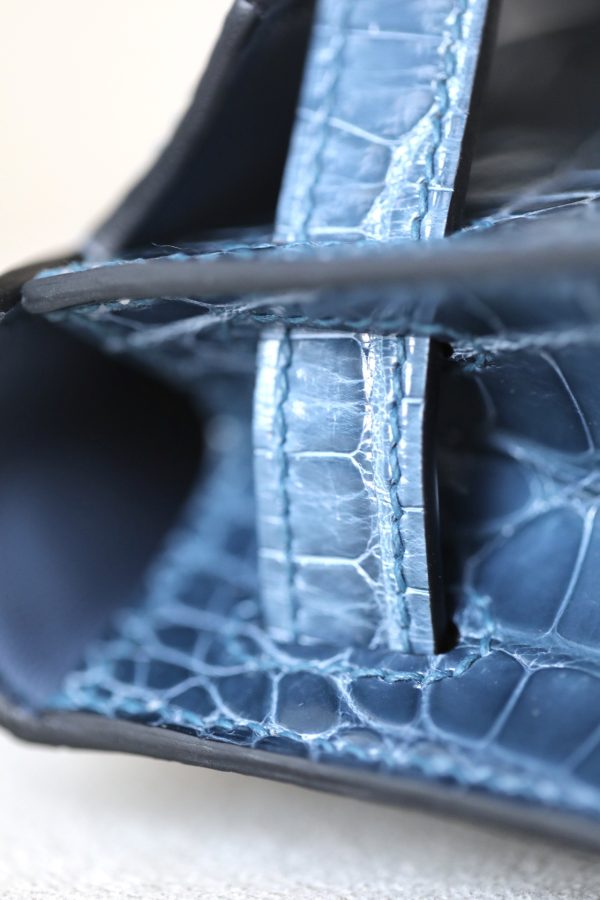 Kelly Mini Alligator Blue Jean (75) Palladium Hardware - Image 9