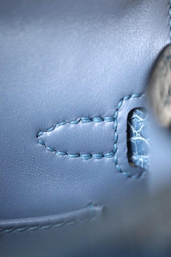 Kelly Mini Alligator Blue Jean (75) Palladium Hardware - Image 7