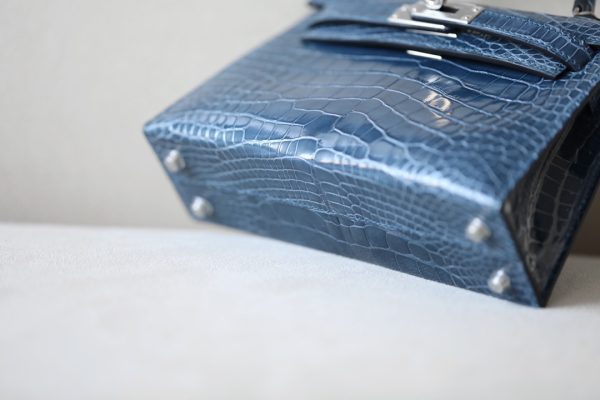 Kelly Mini Alligator Blue Jean (75) Palladium Hardware - Image 6