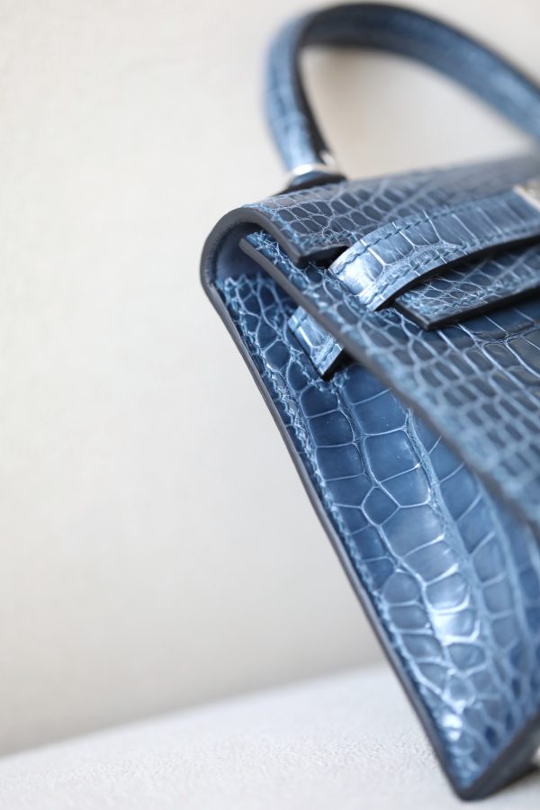 Kelly Mini Alligator Blue Jean (75) Palladium Hardware - Image 5