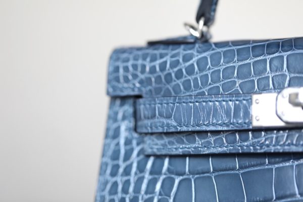 Kelly Mini Alligator Blue Jean (75) Palladium Hardware - Image 4