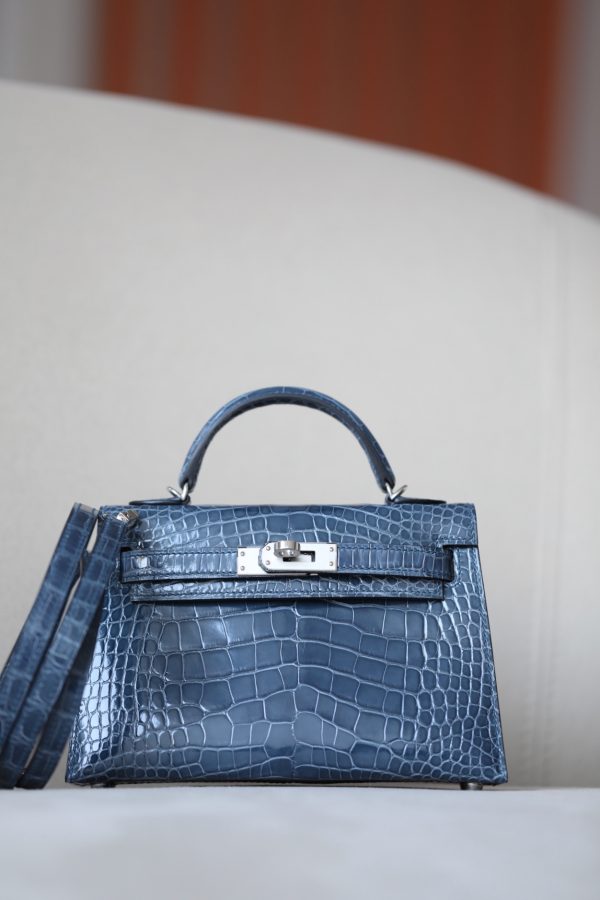 Kelly Mini Alligator Blue Jean (75) Palladium Hardware