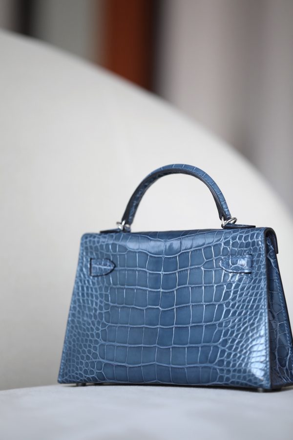 Kelly Mini Alligator Blue Jean (75) Palladium Hardware - Image 2