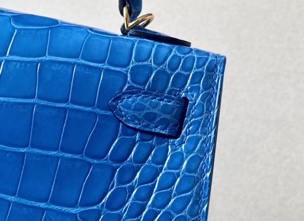 Kelly Mini Alligator Bleu Izmir (7W) Gold Hardware - Image 9
