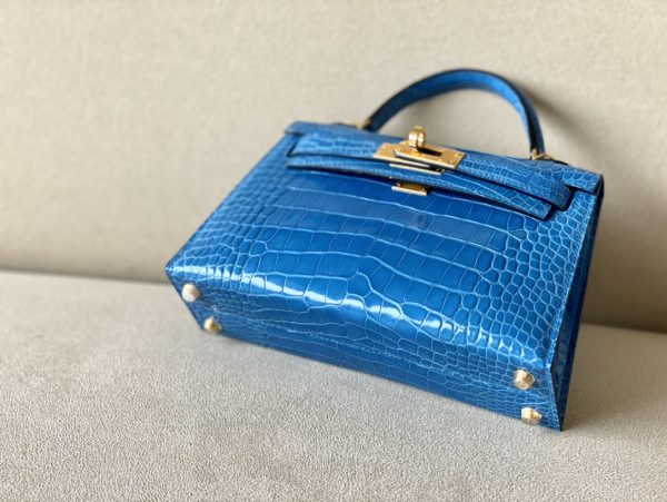 Kelly Mini Alligator Bleu Izmir (7W) Gold Hardware - Image 4