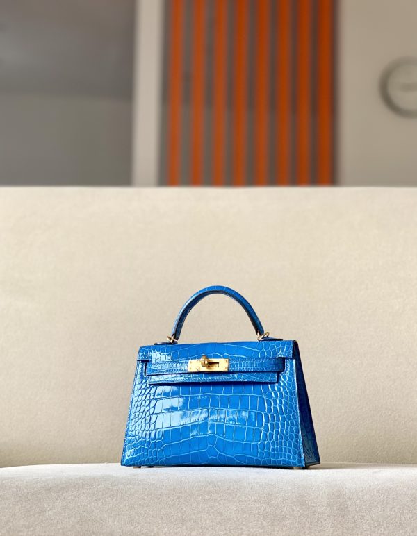 Kelly Mini Alligator Bleu Izmir (7W) Gold Hardware - Image 2