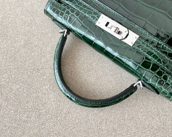 Kelly Mini Alligator Vert Fonce (67) Palladium Hardware - Image 7