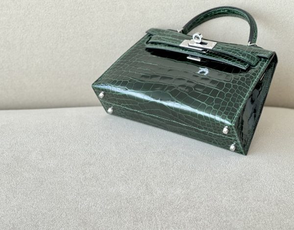 Kelly Mini Alligator Vert Fonce (67) Palladium Hardware - Image 4