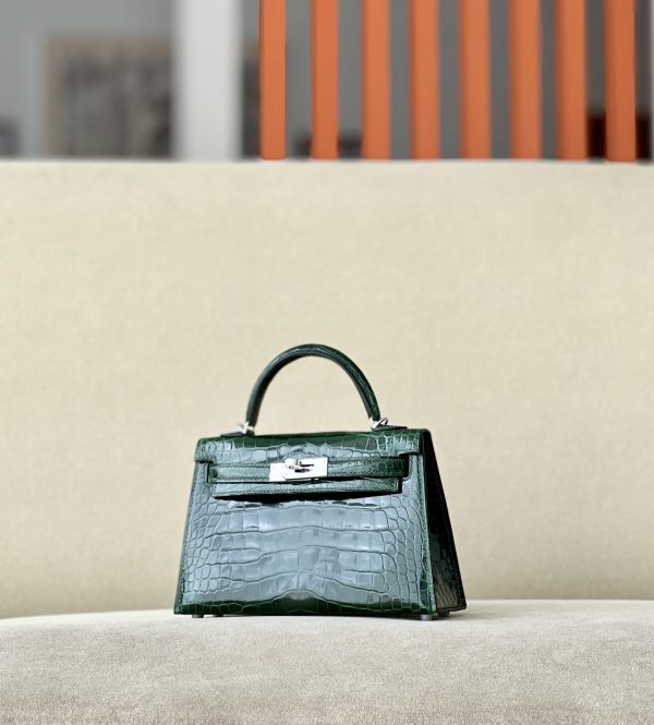 Kelly Mini Alligator Vert Fonce (67) Palladium Hardware - Image 2