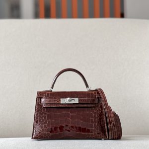 Kelly Mini Alligator Ficelle (17) Palladium Hardware