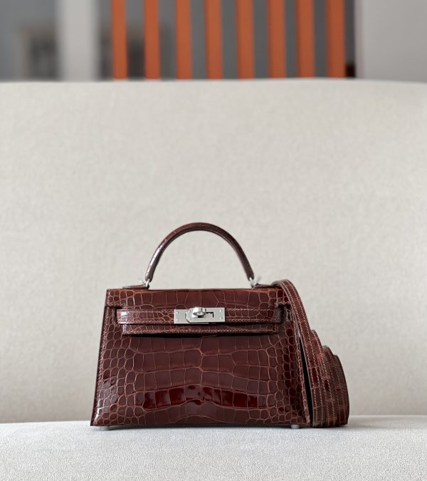 Kelly Mini Alligator Ficelle (17) Palladium Hardware