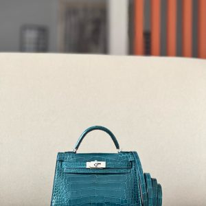 Kelly Mini Alligator Vert Bosphore (W0) Palladium Hardware