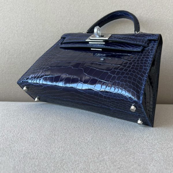 Kelly Mini Alligator Blue Encre (M3) Palladium Hardware - Image 9