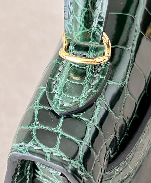 Kelly Mini Alligator Vert Fonce (67) Gold Hardware - Image 10