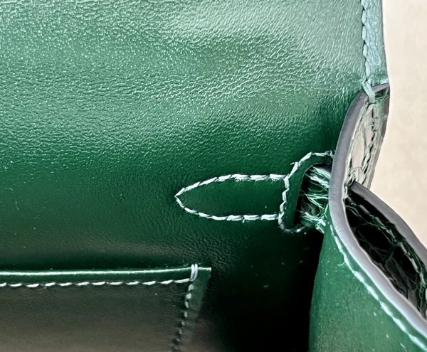 Kelly Mini Alligator Vert Fonce (67) Gold Hardware - Image 7