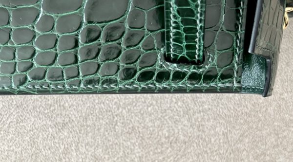 Kelly Mini Alligator Vert Fonce (67) Gold Hardware - Image 6