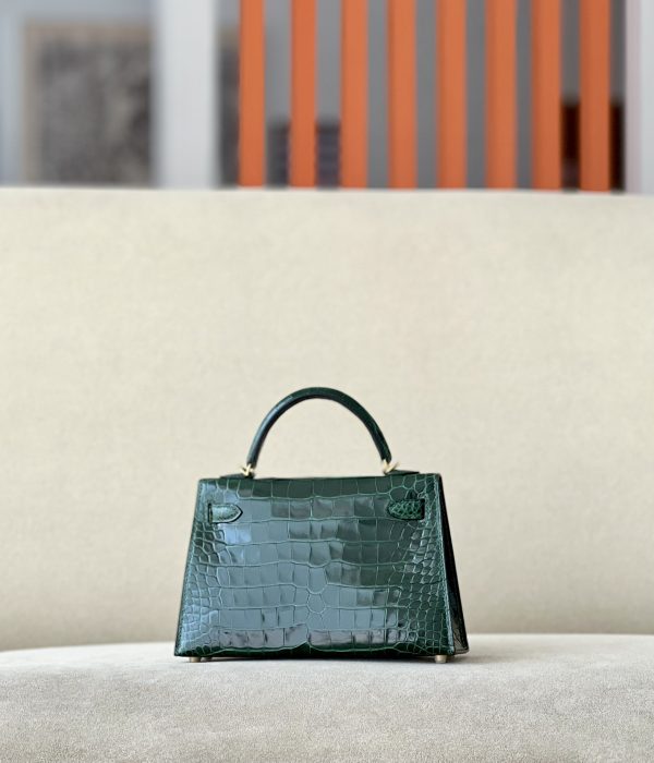 Kelly Mini Alligator Vert Fonce (67) Gold Hardware - Image 2