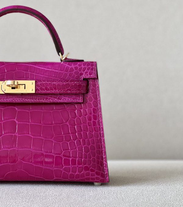 Kelly Mini Alligator Rose Sheherazade (J5) Gold Hardware - Image 10