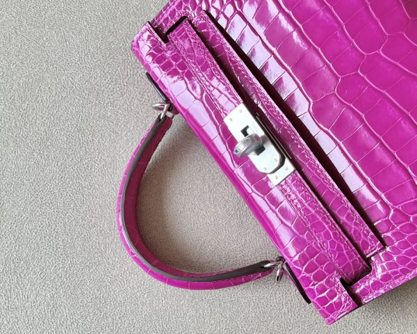 Kelly Mini Alligator Rose Sheherazade (J5) Palladium Hardware - Image 8