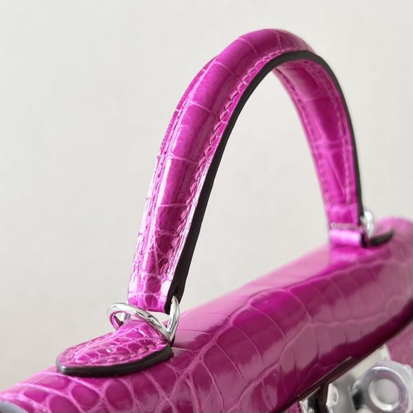 Kelly Mini Alligator Rose Sheherazade (J5) Palladium Hardware - Image 7