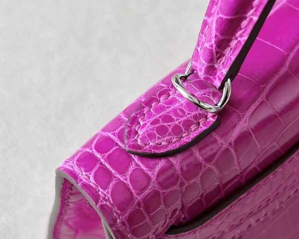 Kelly Mini Alligator Rose Sheherazade (J5) Palladium Hardware - Image 6