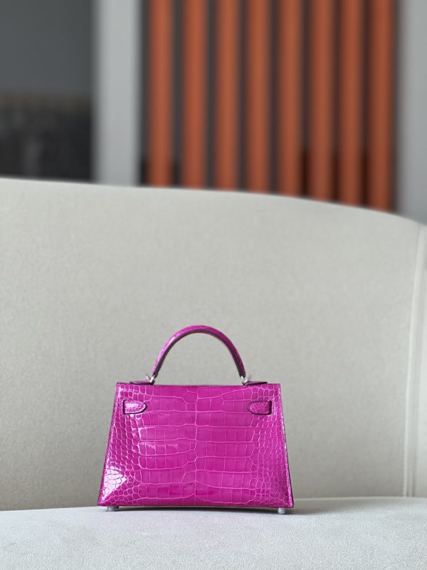 Kelly Mini Alligator Rose Sheherazade (J5) Palladium Hardware - Image 3