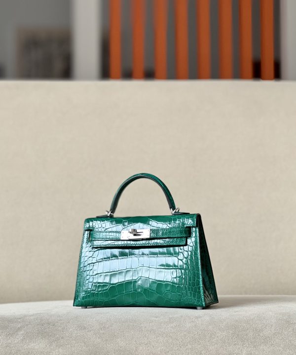 Kelly Mini Alligator Vert Emeraude (6Q) Palladium Hardware - Image 2
