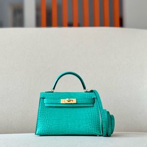 Kelly Mini Alligator Vert Jade (O6) Gold Hardware