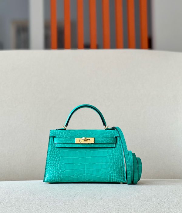 Kelly Mini Alligator Vert Jade (O6) Gold Hardware