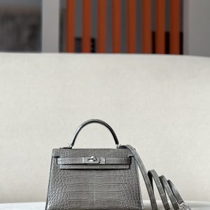 Kelly Mini Alligator Gris Tourterelle (81) Palladium Hardware