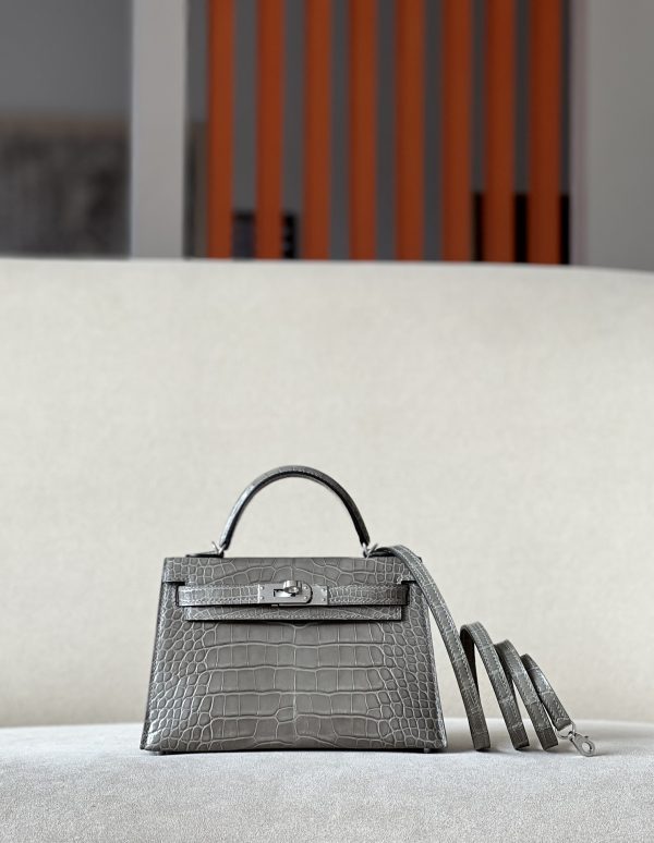 Kelly Mini Alligator Gris Tourterelle (81) Palladium Hardware