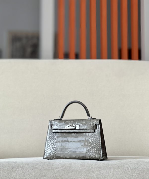 Kelly Mini Alligator Gris Tourterelle (81) Palladium Hardware - Image 2