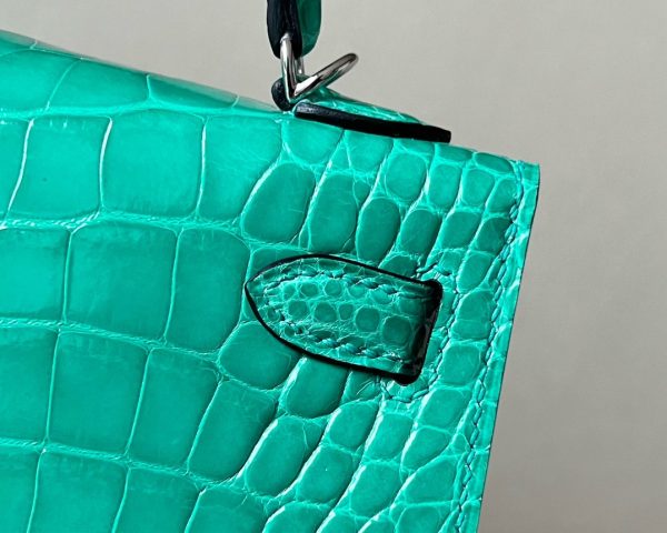 Kelly Mini Alligator Vert Jade (O6) Palladium Hardware - Image 10