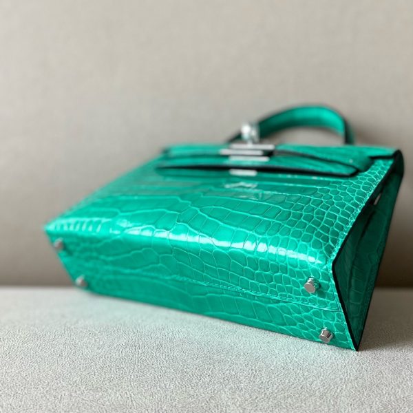 Kelly Mini Alligator Vert Jade (O6) Palladium Hardware - Image 8