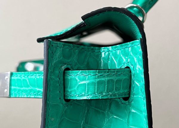 Kelly Mini Alligator Vert Jade (O6) Palladium Hardware - Image 6
