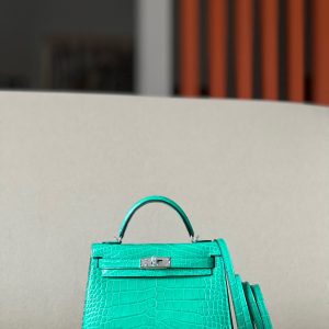 Kelly Mini Alligator Vert Jade (O6) Palladium Hardware