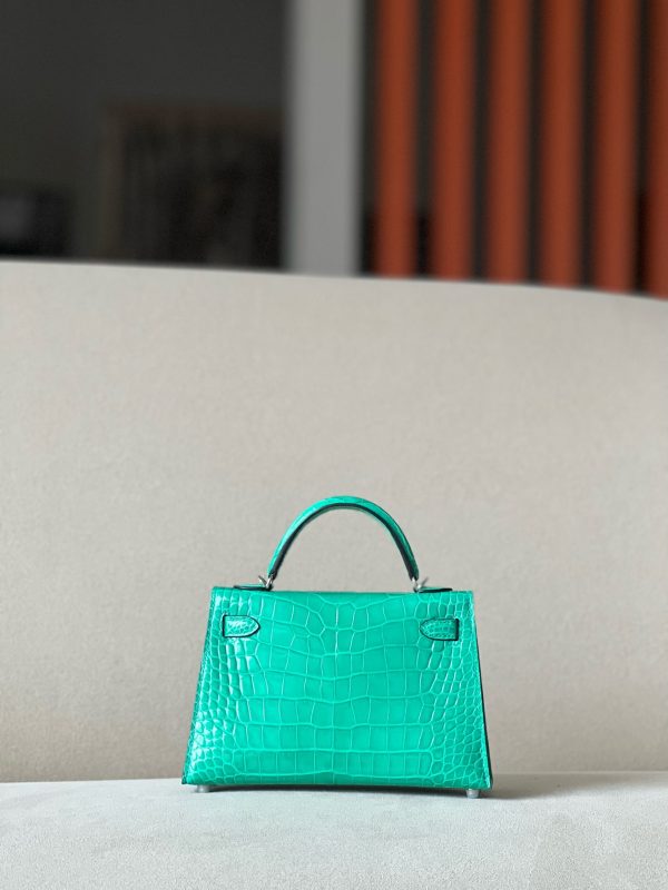 Kelly Mini Alligator Vert Jade (O6) Palladium Hardware - Image 3