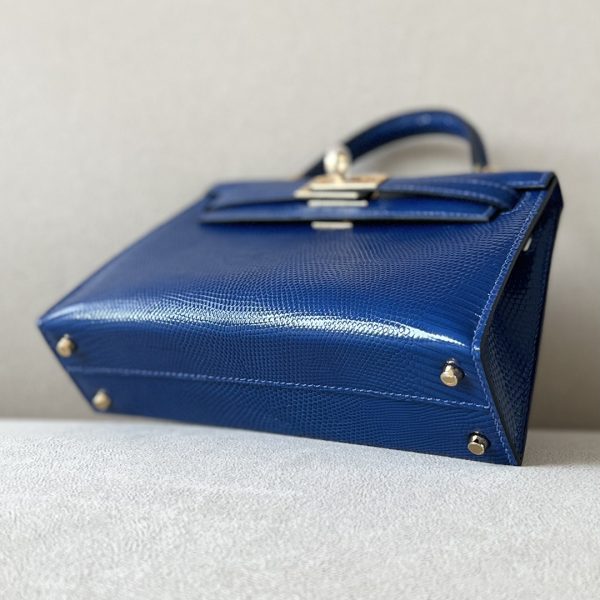 Kelly Mini Lizard Blue Saphir (73) Gold Hardware - Image 4