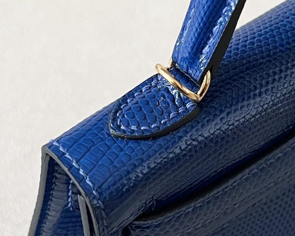 Kelly Mini Lizard Blue Saphir (73) Gold Hardware - Image 8
